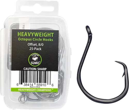 Vista 9 de Anzuelos para bagre de peso pesado - Anzuelos circulares de pulpo con compensación - Paquete de 25