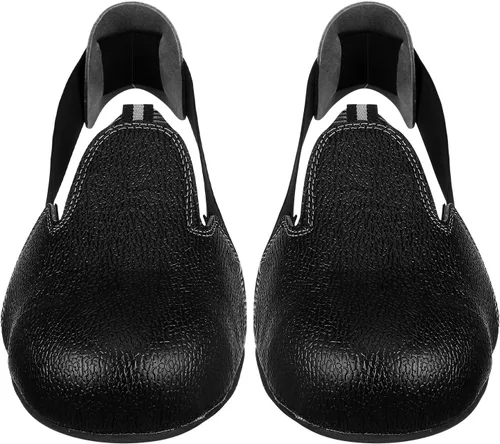 Vista 7 de EXCEART Punta de acero 1 par de tapas de zapatos de seguridad universales antigolpes de cuero cubiertas de zapatos accesorios con correa ajustable