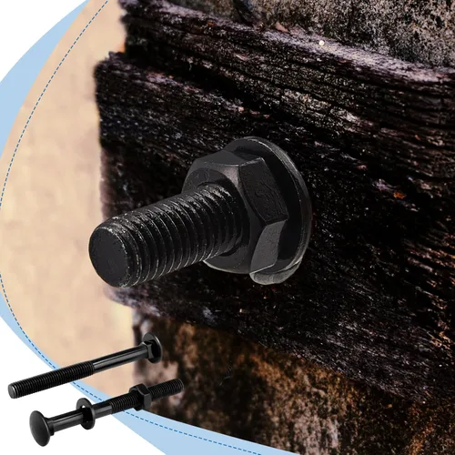 Vista 7 de Zonon Juego de 12 pernos de carro de 1/2 x 4 pulgadas, negro galvanizado, incluye arandelas resistentes a la corrosión y tuercas para accesorios