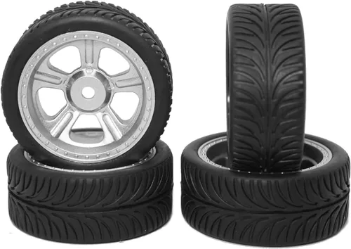 Vista 2 de ShareGoo OD 2.55 pulgadas RC 0.472 in hexagonal de plástico llantas y neumáticos de goma para RC 1/10 On-Road Touring Racing Drift Car