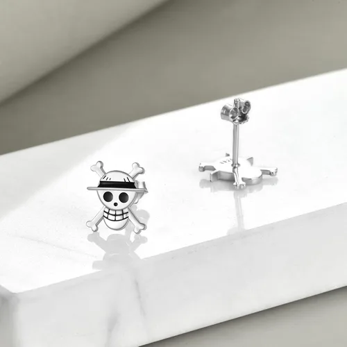 Vista 2 de POPLYKE Pendientes de anime de plata de ley 925 para mujer y hombre, Plata de ley, Plata de ley