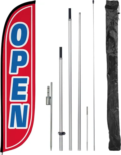 Vista 11 de LookOurWay - Kit de poste para bandera de plumas de 12 pies de altura con kit de poste de fibra de vidrio y estaca de suelo para promoción