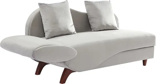 Vista 4 de NOSGA Chaise Lounge funcional para interiores con almacenamiento2 almohadas y patas de madera maciza, sofá reclinable de terciopelo moderno
