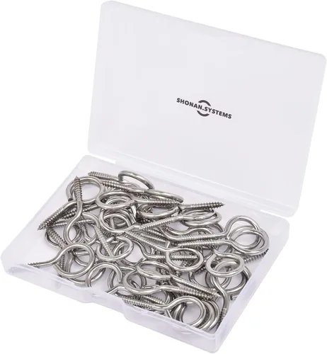 Vista 5 de SHONAN - Tornillos de ojo de acero inoxidable de 1.57 pulgadas para madera, 30 ganchos de tornillo, uso en interiores y exteriores, capacidad de 17