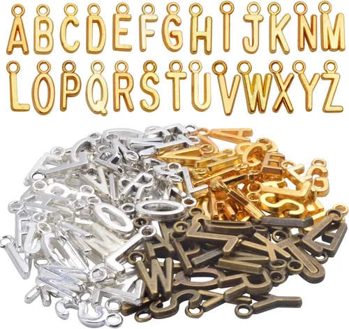 Aylifu 104pcs A-Z Letter Alphabet Pendants Charms for Necklace Bracelet Jewelry Craft DIY