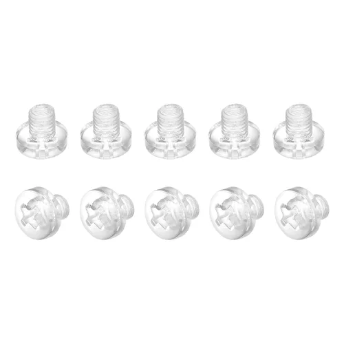 Vista 6 de uxcell M2x6mm plástico Phillips pernos 50pcs PC Pan cabeza máquina tornillos transparentes