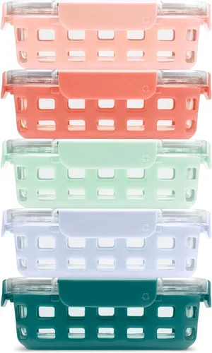 Vista 4 de Ello Duraglass Refresh - Juego de 3.4 tazas divididas para preparación de comidas, 10 unidades, paquete de 5, recipiente de almacenamiento