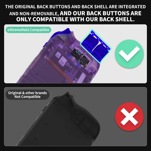 Vista 3 de eXtremeRate Juego completo de botones de repuesto azul cromado para Steam Deck, parachoques ABXY D-pad Trackpad personalizados botones de disparo