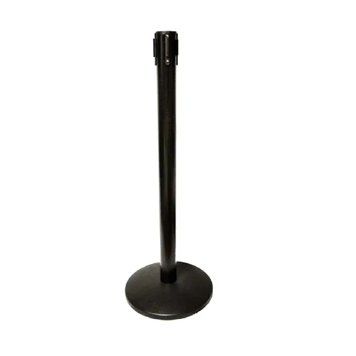 Vista 3 de Crowd Control Center Juego combinado de barrera de puntal de seguridad de cola de cinturón retráctil HT de 40 pulgadas (2 postes de cinturón negro)
