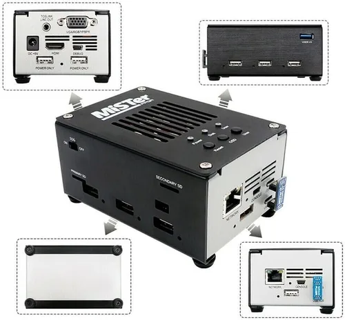 Vista 2 de Generic Mister FPGA - Carcasa metálica para Terasic DE10-Nano (128 MB SDRAM + IO VGA, HUB)