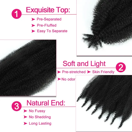 Vista 3 de Cabello afro Twist de 12 pulgadas, 6 paquetes, cabello afro trenzado elástico preesponjado, cabello preestirado para extensiones de cabello suaves