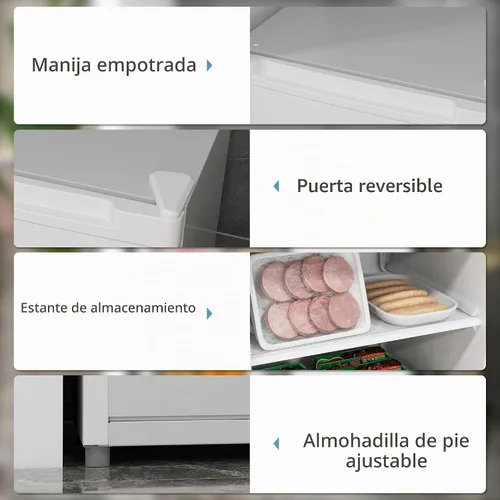 Vista 3 de HOMCOM - Congelador mini de mostrador de 3 pies cúbicos, congelador compacto vertical con estantes removibles, puerta reversible para el hogar Blanco