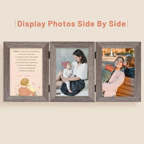 Vista 152 de Golden State Art - Marco decorativo con bisagras para mesa, escritorio, 3 aberturas verticales, con cristal real