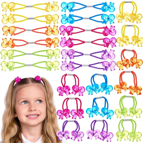 Vista 20 de Colección de 20 piezas de coleteros, bolas de cola de caballo, gomas elásticas, cuentas de pelo de 18 mm redondas, opacas, multicolores, dobles