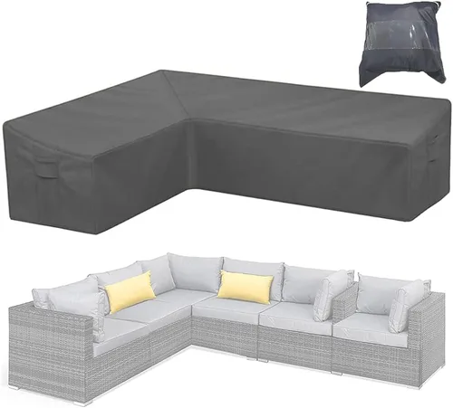 Funda de sofá seccional para muebles de patio, color gris, resistente a la intemperie, resistente a la intemperie, 420D, Oxford, para exteriores, en