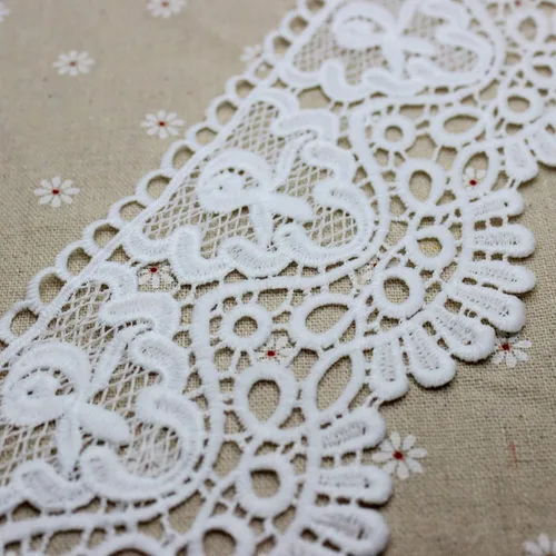 Vista 11 de IDONGCAI Cinta de encaje de Venecia bordada con borde de encaje floral de Venecia, apliques de boda, manualidades de costura (negro)