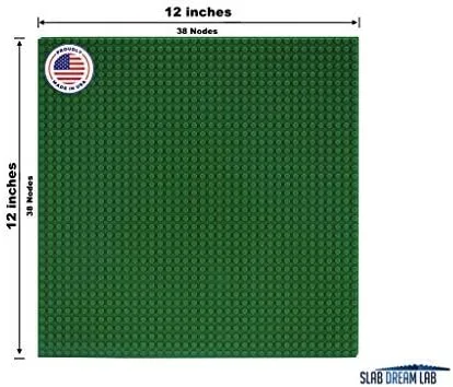 Vista 3 de SlabDreamLab Placa base de 12 x 12 pulgadas para todos los ladrillos y bloques de construcción principales (verde, paquete de 4)