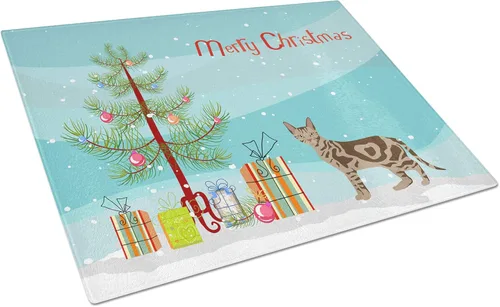 Vista 134 de Caroline's Treasures CK4739LCB Abyssinian Cat Merry Christmas Glass Cutting Board Large Decorative Tempered Glass Kitchen Cutting and Serving Board