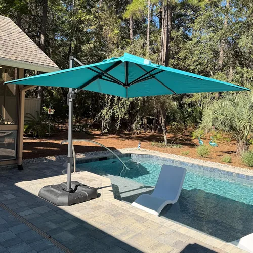 Vista 82 de PURPLE LEAF Sombrilla de Patio de 8 Pies para Exteriores Sombrilla Cantilever Cuadrada de Aluminio Sombrilla Offset con Rotación de 360 Grados