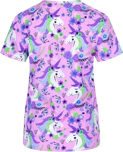 Vista 2 de Minty Mint Camiseta médica con cuello en V y cuello en V para mujer, cómoda y cómoda, de fácil ajuste, ligera, duradera