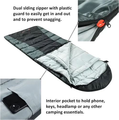 Vista 4 de Alpine Swiss Saco de dormir de 32.0 °F (32°F), ligero, impermeable, con saco de compresión, para adultos, para todas las estaciones, camping
