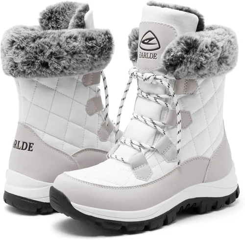 Vista 3 de EARLDE Womens Snow Boot With Waterproof Lace Up Mid-Calf Outdoor Winter Deep Tread Rubber Sole