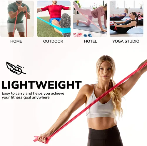 Vista 5 de Bandas de resistencia para entrenar Bandas de resistencia de 7 pies de largo Bandas de ejercicio con bolsa de transporte y anclaje de puerta I