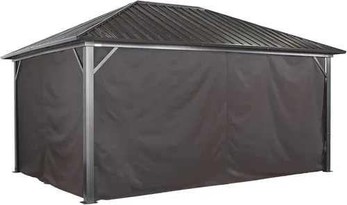 Vista 8 de Sojag 135-8161373 - Cortinas de 10 x 12 pies para cenador de exterior Genova, marrón oscuro