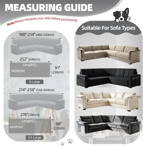 Vista 6 de Fundas de sofá seccional en forma de L 100% impermeables para esquinas, funda de sofá de chenilla con borla, funda de sofá suave y gruesa lavable
