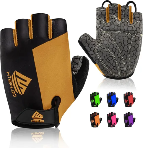 Guantes de ciclismo, guantes de ciclismo, guantes de bicicleta para hombres y mujeres, con almohadilla antideslizante que absorbe los golpes,