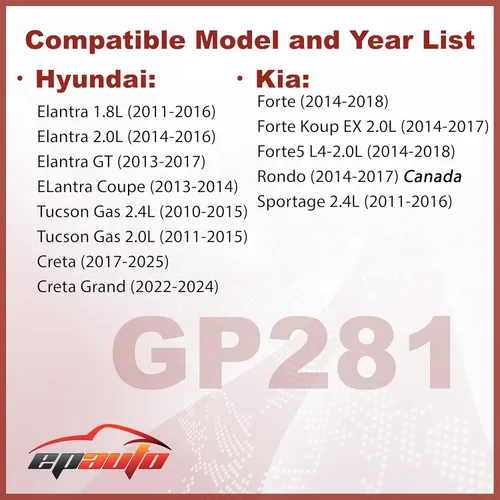Vista 2 de EPAuto GP281 (28113-3X000) Repuesto para filtro de aire tipo panel rígido, extra fuerte, para Hyundai y Kia.