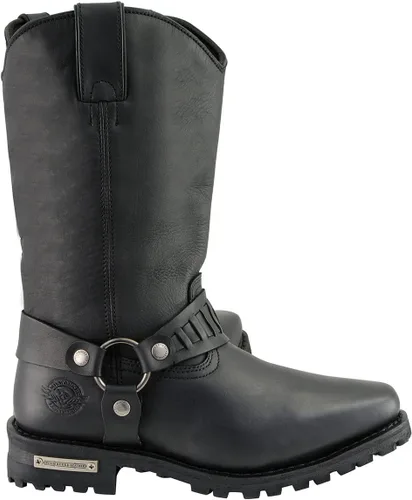 Vista 9 de Milwaukee Leather MBM9015 - Botas de motocicleta negras con arnés de estilo occidental de 11 pulgadas para hombre