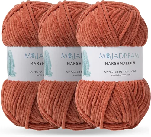 Vista 21 de 3PCS Hilo de Chenille de 3.5oz para Mantas Amigurumi: Hilo de Terciopelo Suave para Bebé Tejido y Ganchillo Voluminoso 5# Hilo 3 Madejas de 100g