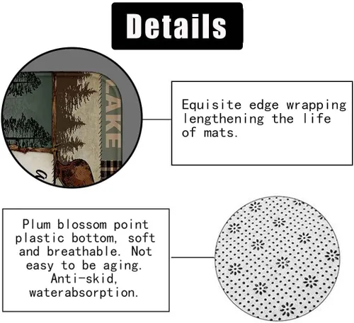 Vista 197 de Camille&Andrew - Juego de 4 cortinas de ducha de tela de ciervo rústico negro, alce, alce, pino, luna, casa de campo, panel rústico, tablero