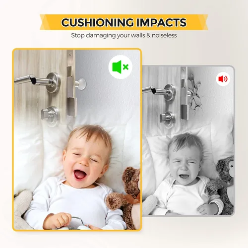 Vista 2 de Ravinte Hardware Tope de puerta protector de pared para paredes con fuerte adhesivo trasero, perilla de puerta, protector de pared para armarios