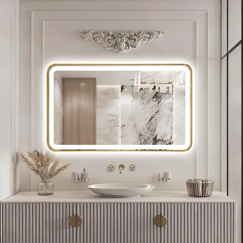 Vista 14 de Espejo de baño LED de 32 x 24 pulgadas con luces, espejo de tocador de baño iluminado frontal y retroiluminado para pared, espejo de maquillaje LED