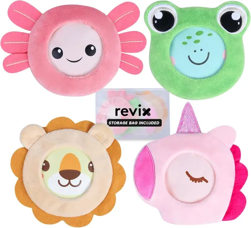 REVIX Paquetes de hielo para niños - Bolsas de gel frías reutilizables para niños pequeños y bebés, cubiertas de tela suaves con 4 lindos diseños de