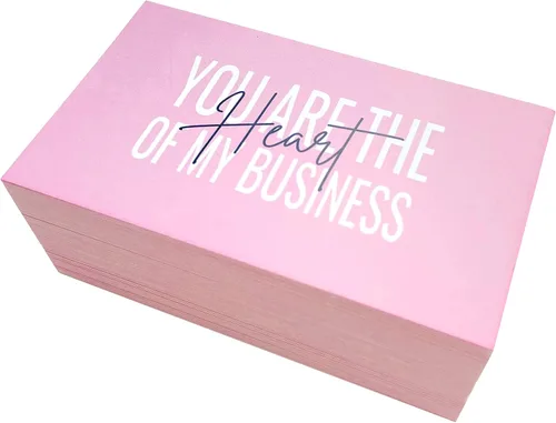 Vista 4 de RXBC2011 Tarjetas de agradecimiento con texto en inglés "You are the Heart of my Business" (100 tarjetas rosas)