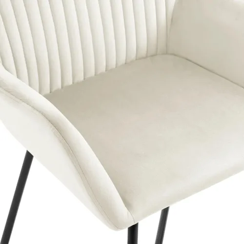 Vista 7 de Cream Velvet Dining Chairs Set of 4 Ergonomic Modern Design with Powder Coated Steel Frame for Dining Room Kitchen and Living Room