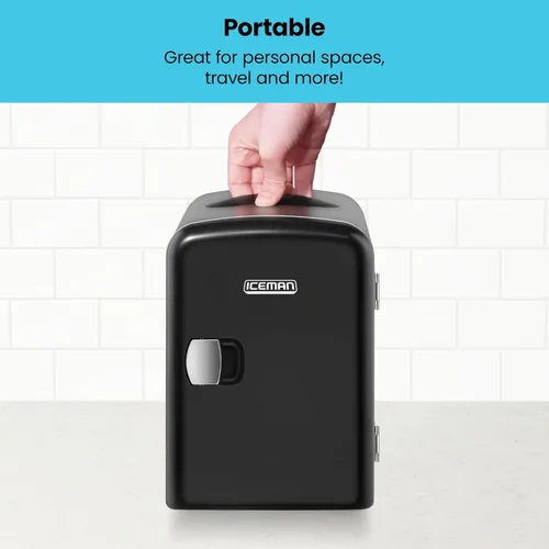 Vista 4 de Chefman - Mini refrigerador personal portátil color negro Iceman que refresca o calienta y proporciona almacenamiento compacto para el cuidado