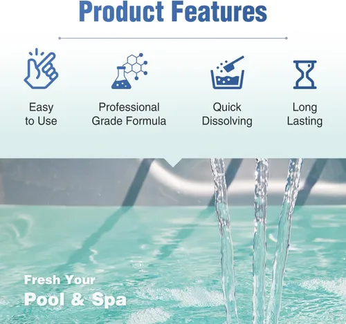 Vista 3 de Gránulos de cloración de 5 libras para piscinas, spas y jacuzzis - Mata bacterias y algas, fórmula de disolución rápida