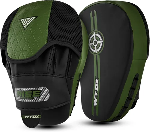 WYOX Almohadillas de boxeo Manoplas de enfoque curvas, almohadillas de entrenamiento de gancho y jab, correa ajustable ventilada, MMA Muay Thai