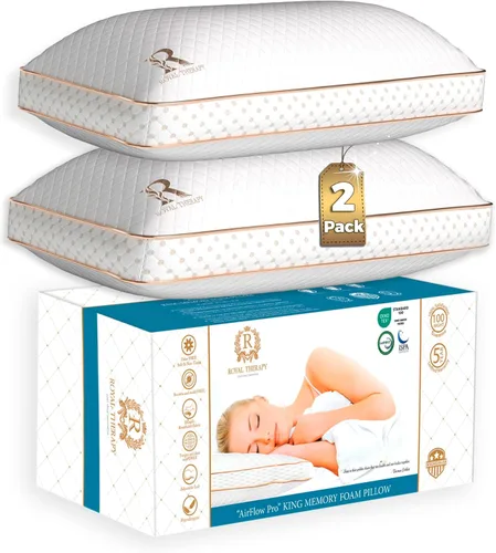 Vista 21 de Royal Therapy - Almohada de espuma viscoelástica Queen, almohada de espuma triturada ajustable sin olor para el alivio del dolor de cuello