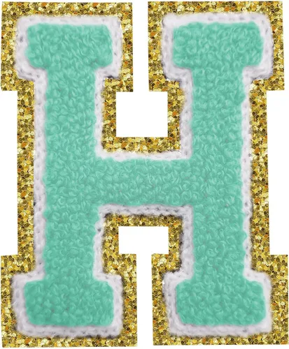 Vista 90 de Parches de letras con plancha, 3 piezas de letras de chenilla para chaquetas, parches de letras universitarias, parches de letras de Letterman