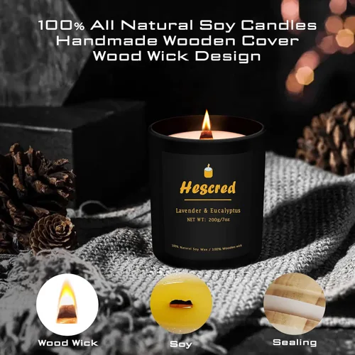 Vista 5 de Vela perfumada, velas para hombre, velas con mecha de madera de eucalipto y lavanda, velas perfumadas para el hogar, velas de soja, vela masculina