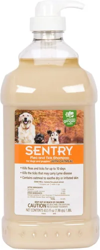 SENTRY Champú para pulgas y garrapatas de avena para perros, elimina a tu perro de pulgas, garrapatas y otras plagas, aroma a jengibre hawaiano,