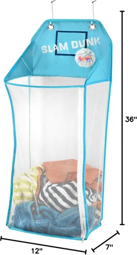 Vista 6 de Store & Score Cesta de Ropa Colgante para Puerta de Malla Plegable con Luces LED de Baloncesto Divertido para Niños que se Ilumina, Baúl