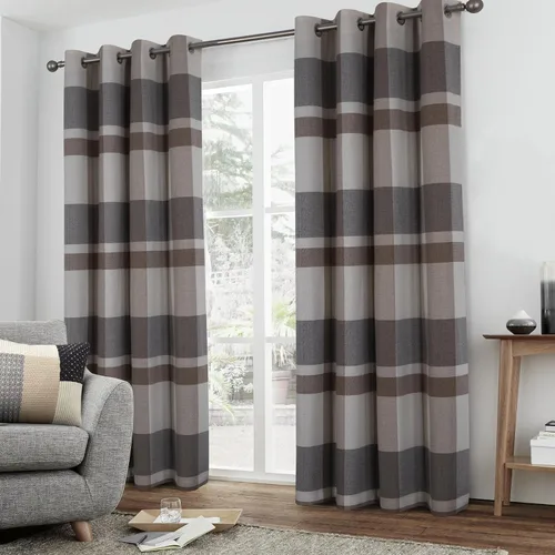 Vista 13 de always4u - Cortinas de cuadros beige con ojales, aspecto de lana, modernas para sala de estar y dormitorio, decoración del hogar, cortinas a