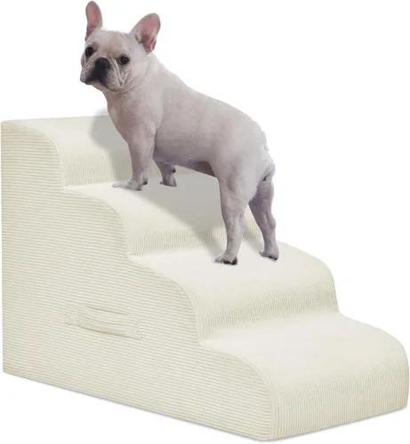 Vista 8 de Mesa Lemon Escaleras para perros y escalones para camas altas, 2 escalones de espuma de alta densidad impermeable para perros y gatos pequeños