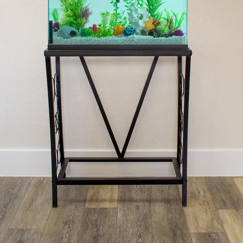 Vista 4 de Aquatic Fundamentals Acuario de metal de 10 galones, 20.9 pulgadas de largo x 11 pulgadas de ancho, negro